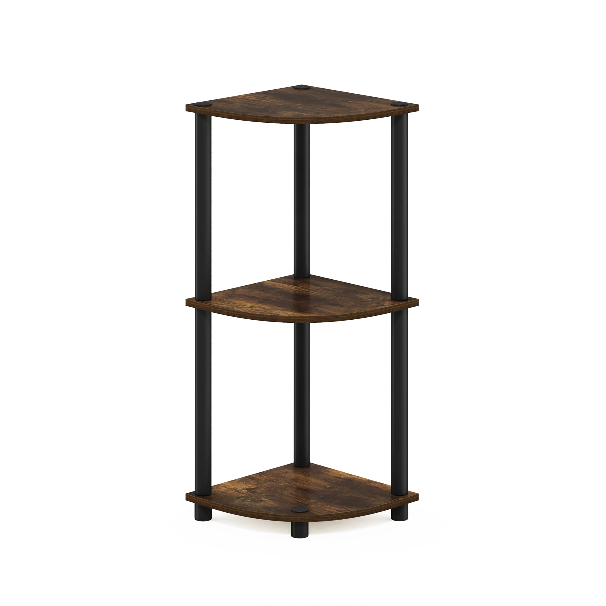 Three-Tier Round Tube Reversible Corner Display Rack Multipurpose Shelving Unit