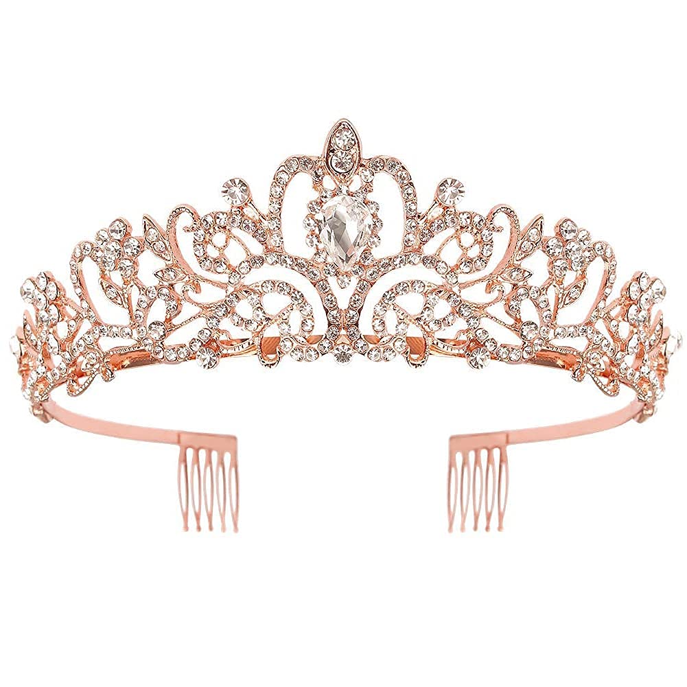Princess Crystal Tiara Crown Headband Elegant Crown With Combs