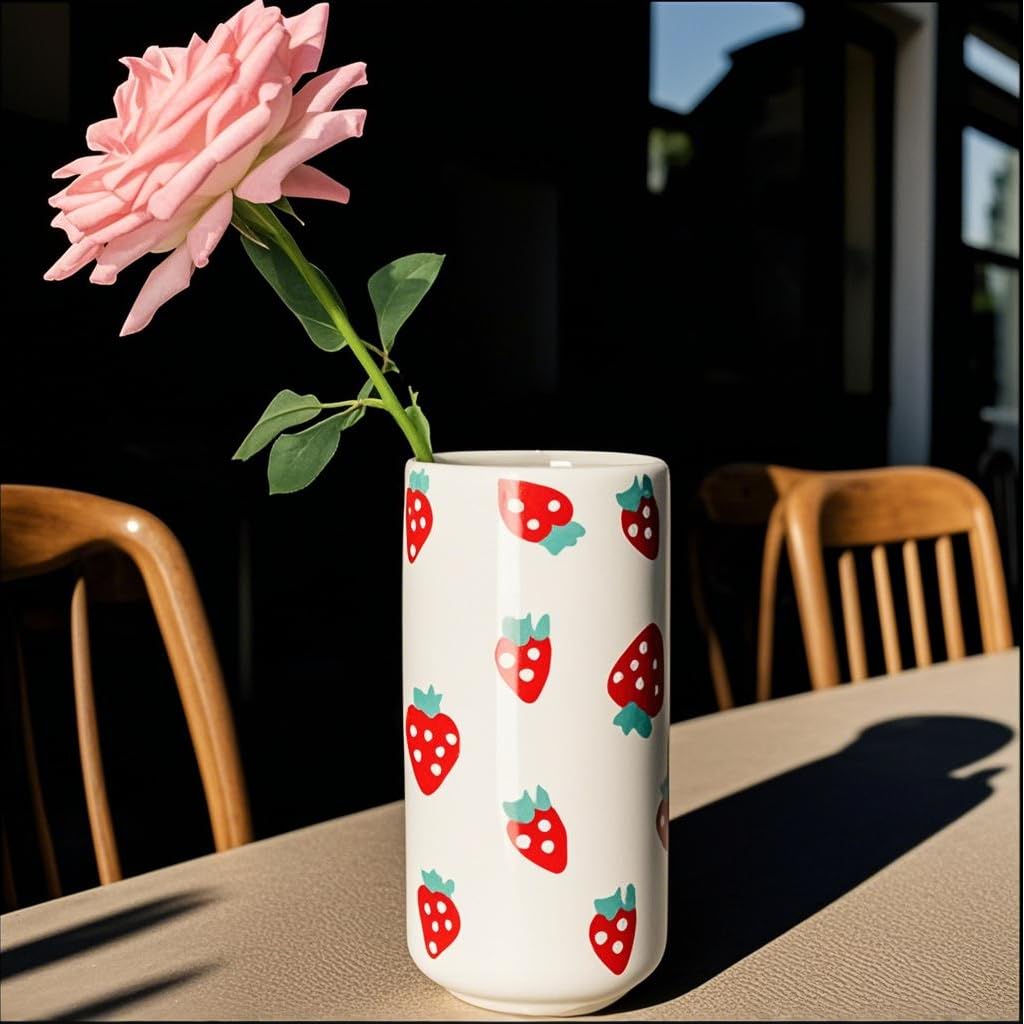 Ceramic Vase-Unique Aesthetic Design for Funky Flower Decor-Perfect Summer Fruit Theme