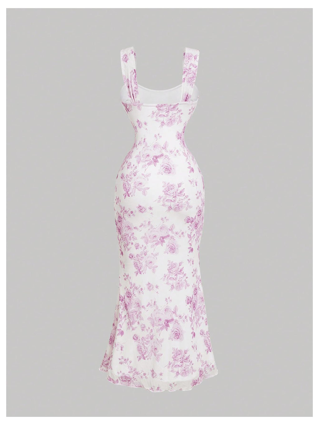 Women's Floral Ruched Bodycon Summer Wedding Guest Dress Mesh Fishtail Cocktail Midi Sun Dresses