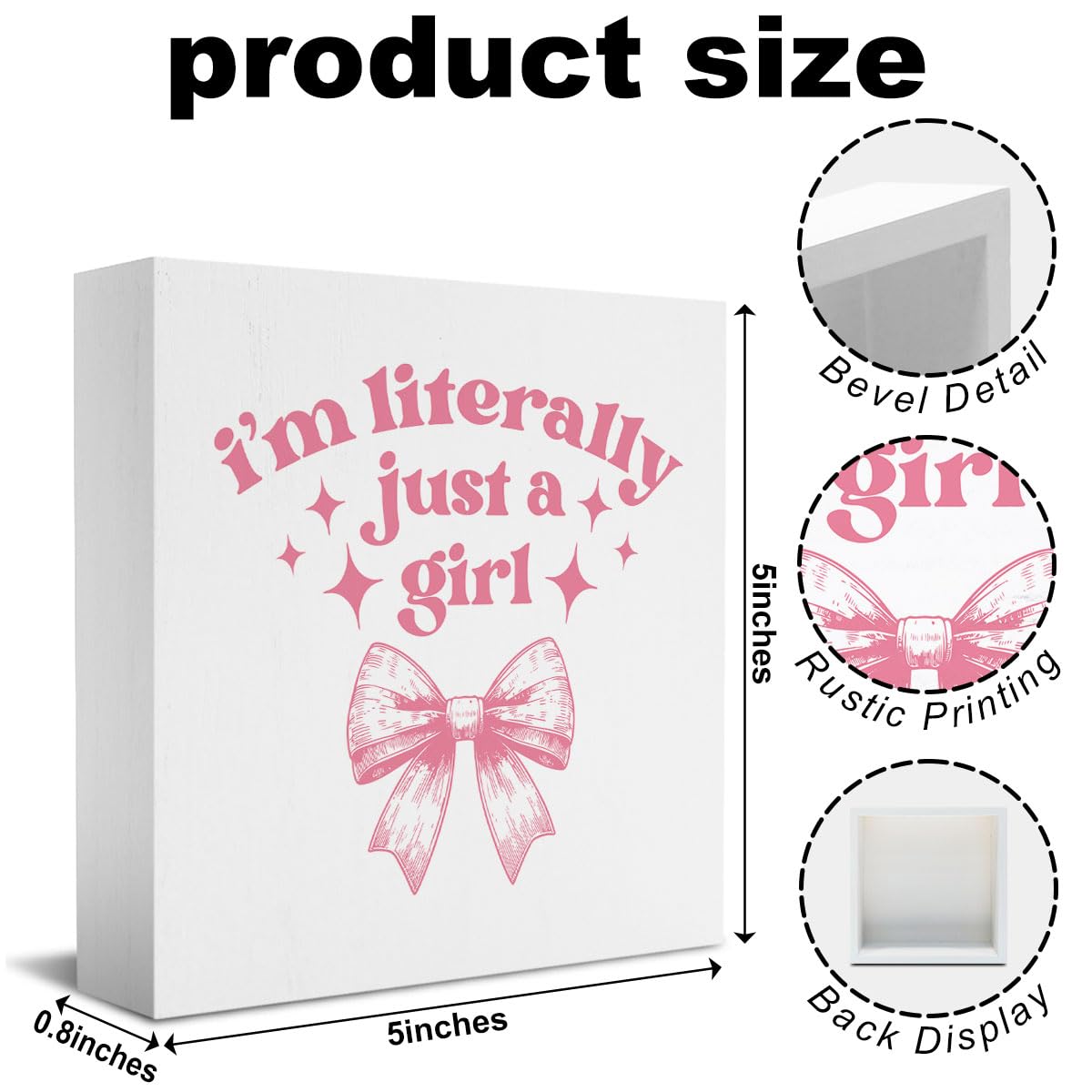 Pink Bow Coquette Room Decor - Wooden Box Sign Desk Decor