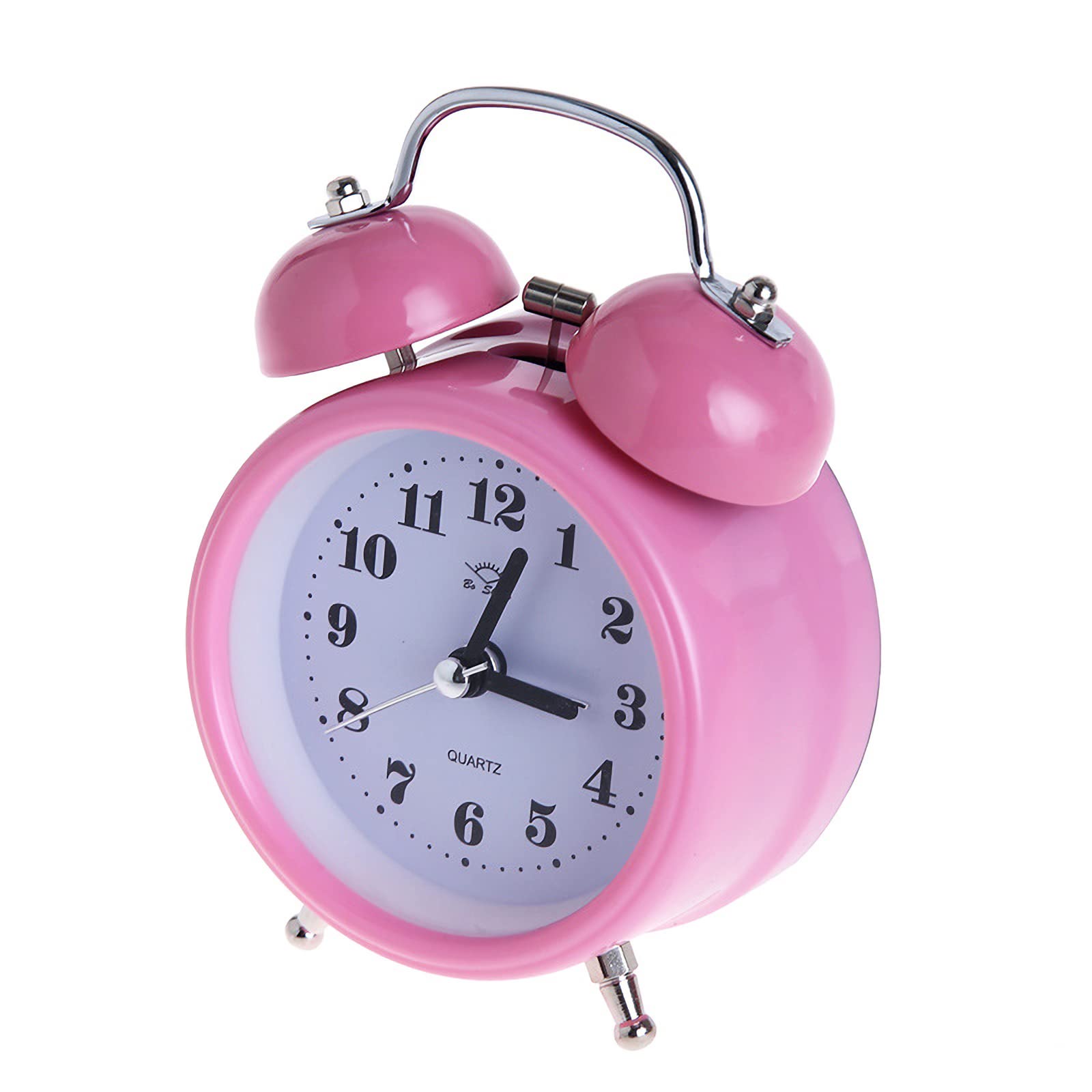 Cute Heart Shapes Twin Bell Loud Alarm Clock Silent Analog Quartz Nightlight Tableclock Battery Operated for Kids, Seniors, Heavy Sleepers, Decorations for Bedroom, Living Room 3 Inches