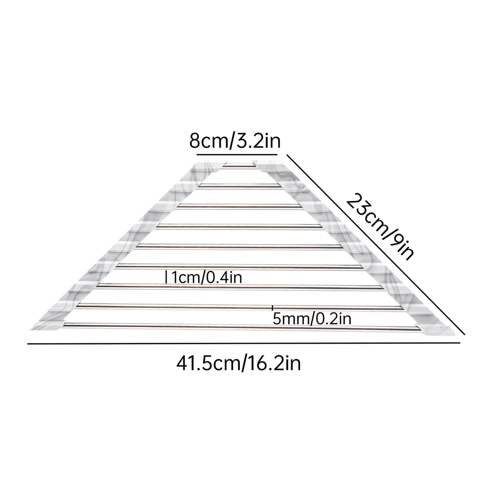 Triangle Foldable Dish Drying Rack, Small Roll-Up - Stainless Steel Over Sink Drainer for Kitchen Sink Corner, Rustproof