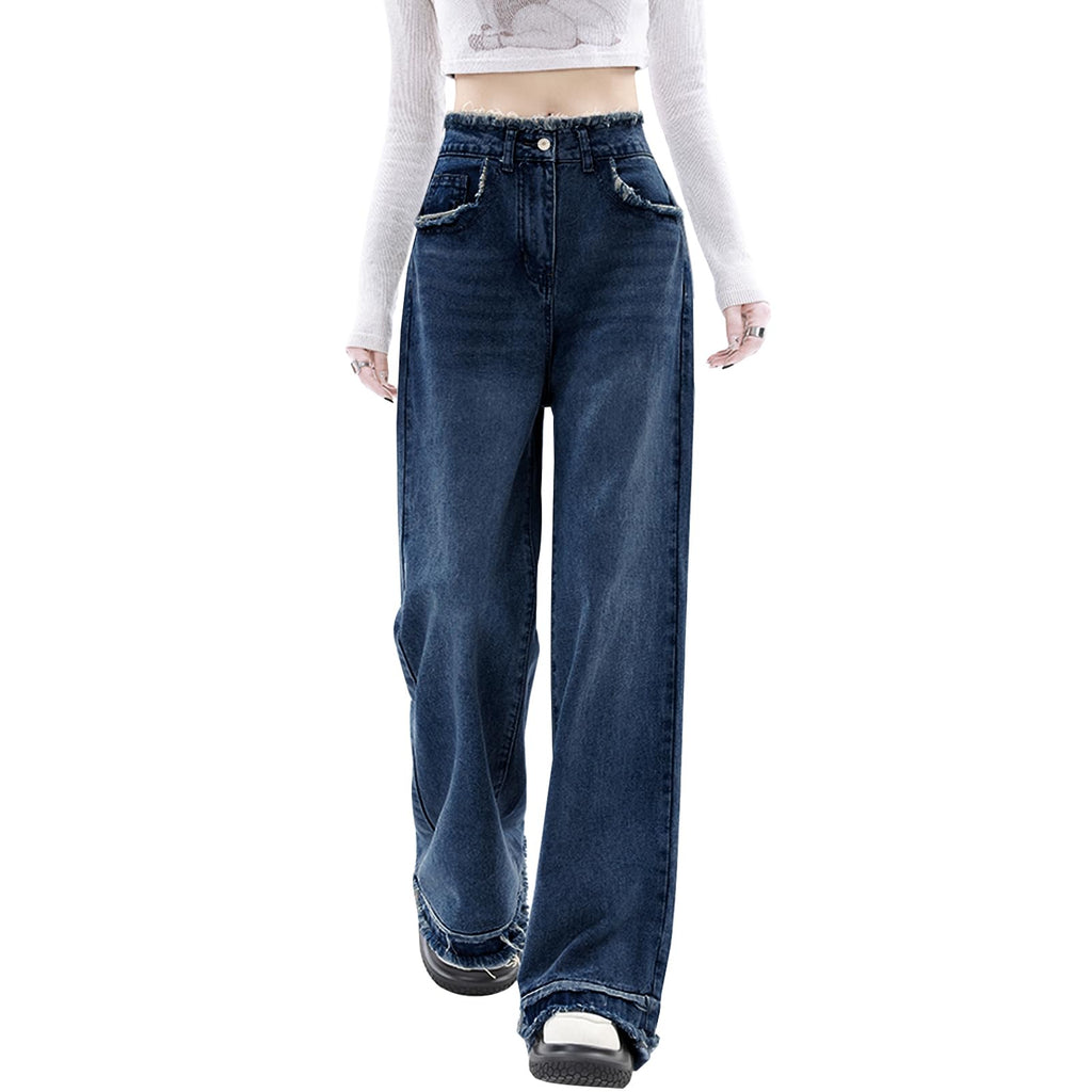 Y2K High-Waisted Baggy Jeans â€?Stretch Wide-Leg Denim
