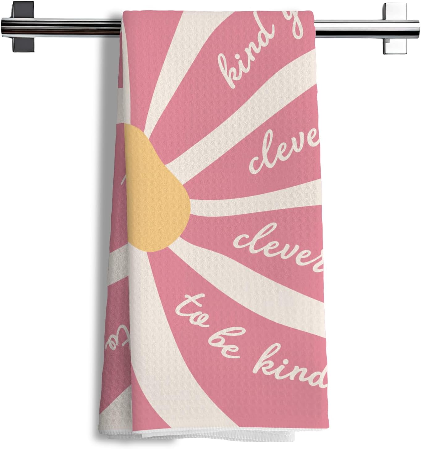 Pink Floral Kitchen Towels, Groovy Retro Boho Floral Dish Towels Tea Towels for Kitchen, Preppy Hand Towels for Bathroom, Pink Kitchen Decor, Preppy Bathroom Decor, 16x24 Inch