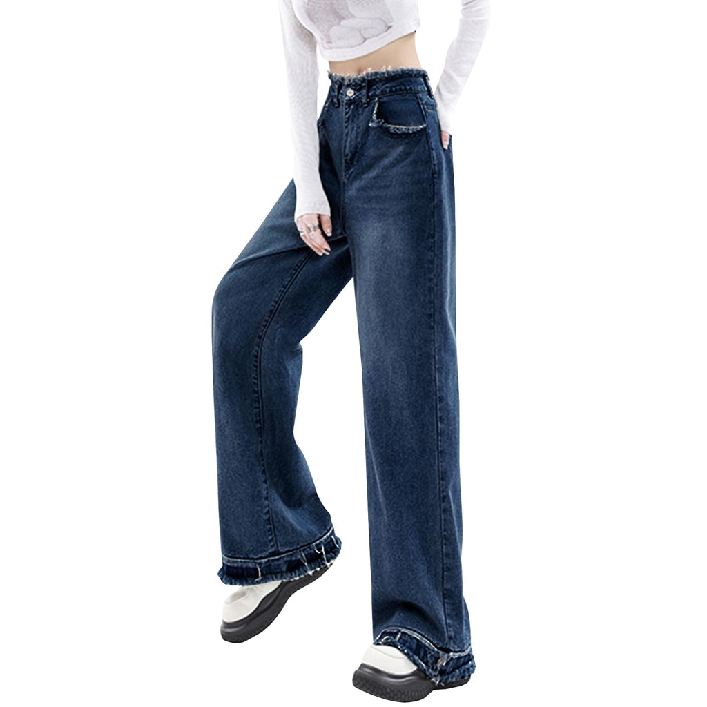 Y2K High-Waisted Baggy Jeans â€?Stretch Wide-Leg Denim