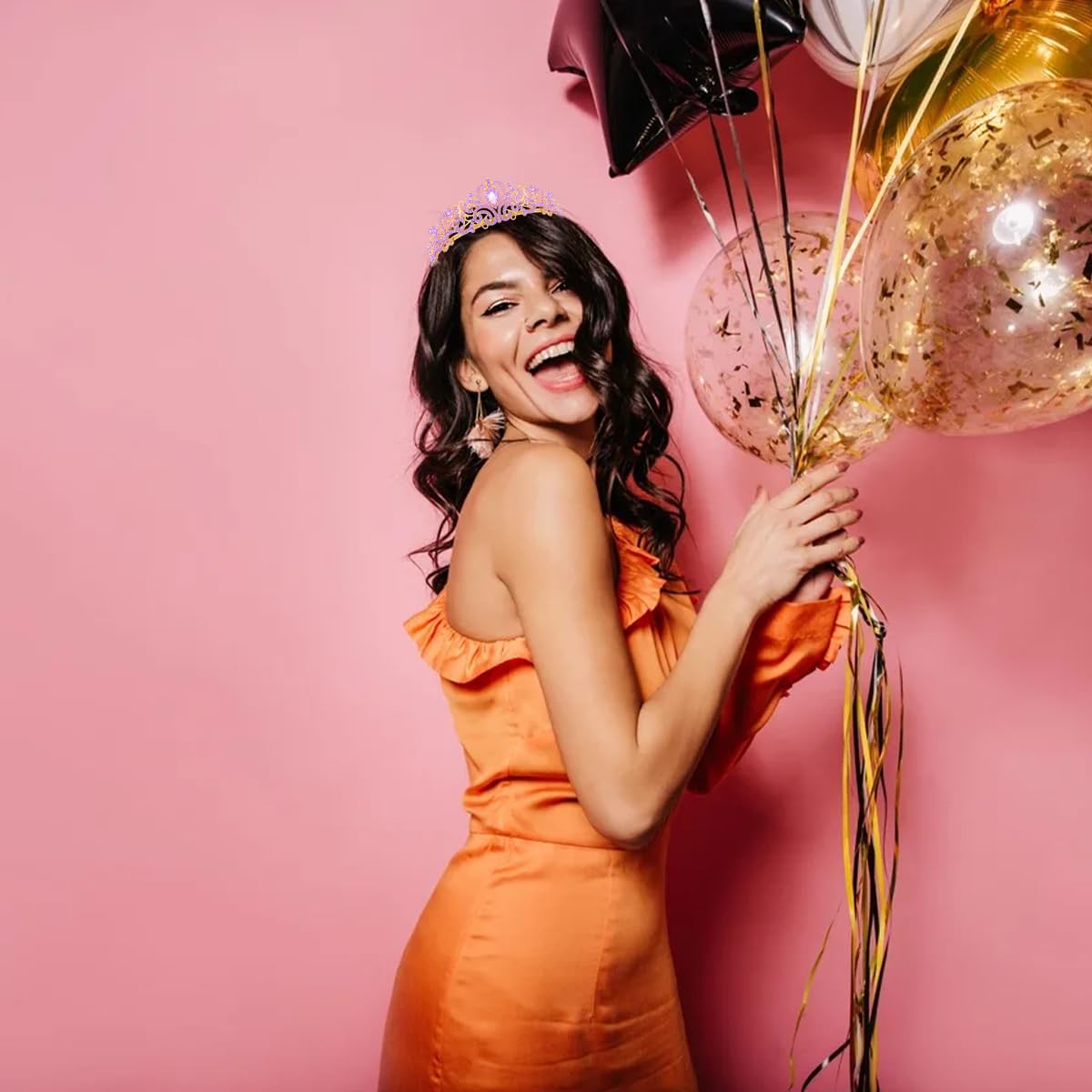 Princess Crystal Tiara Crown Headband Elegant Crown With Combs