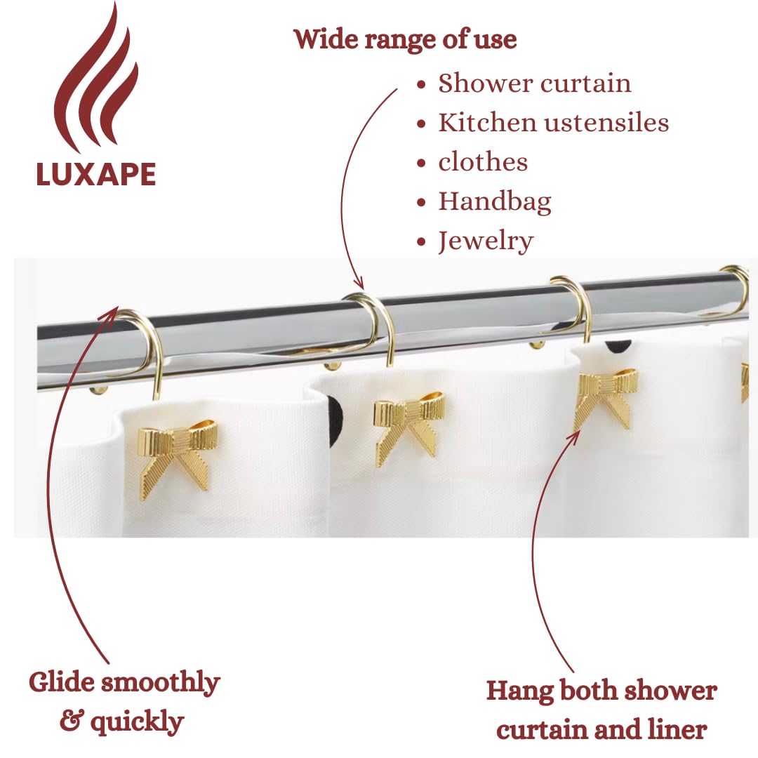 Decorative Bow Knot Curtain Hooks Shower Rings for Bathroom
