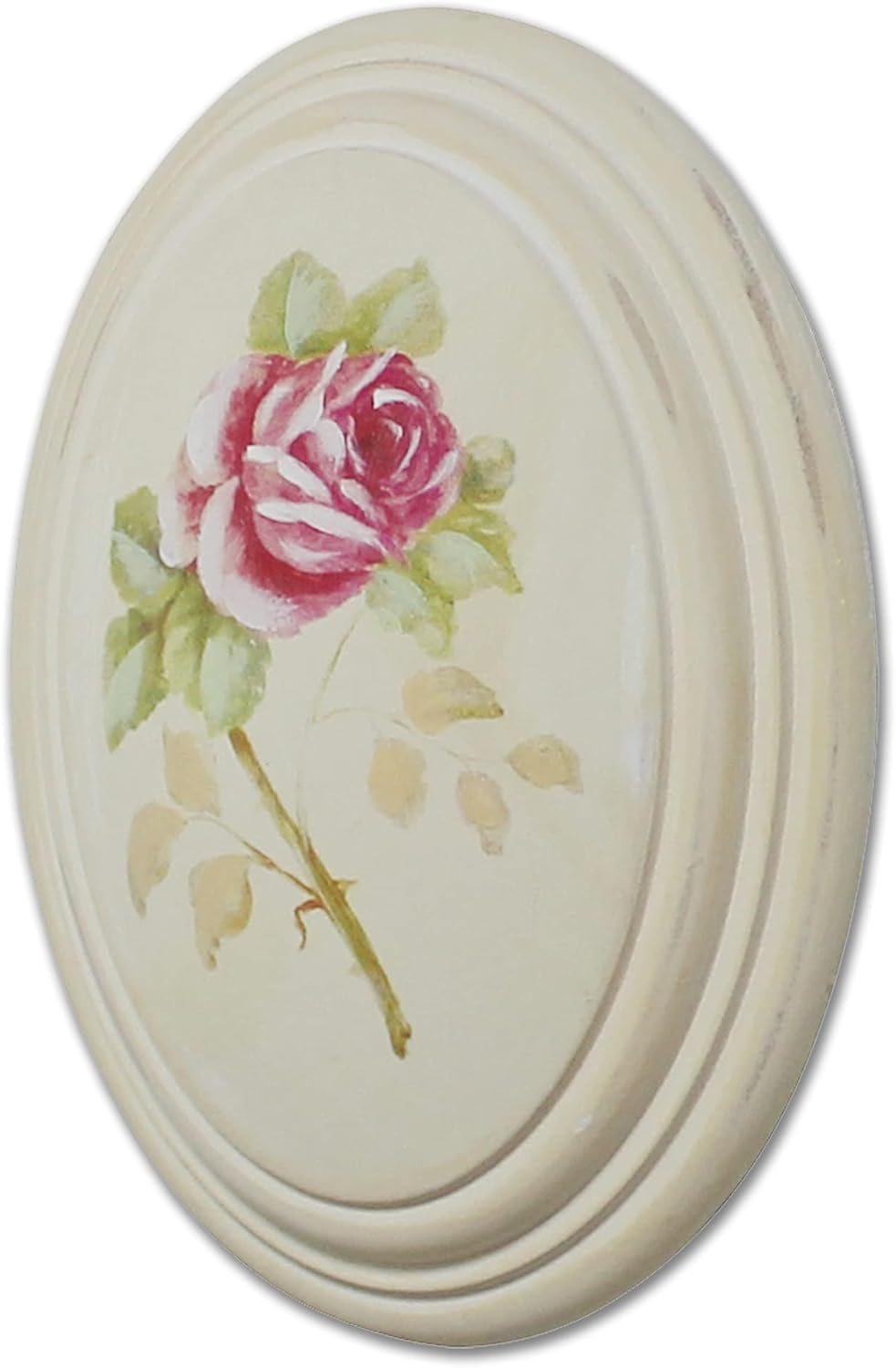 Painted Oval Wooden Frame Wall Hanging 3D Painting Decoration Art, Rose Flower Design Set of 3
