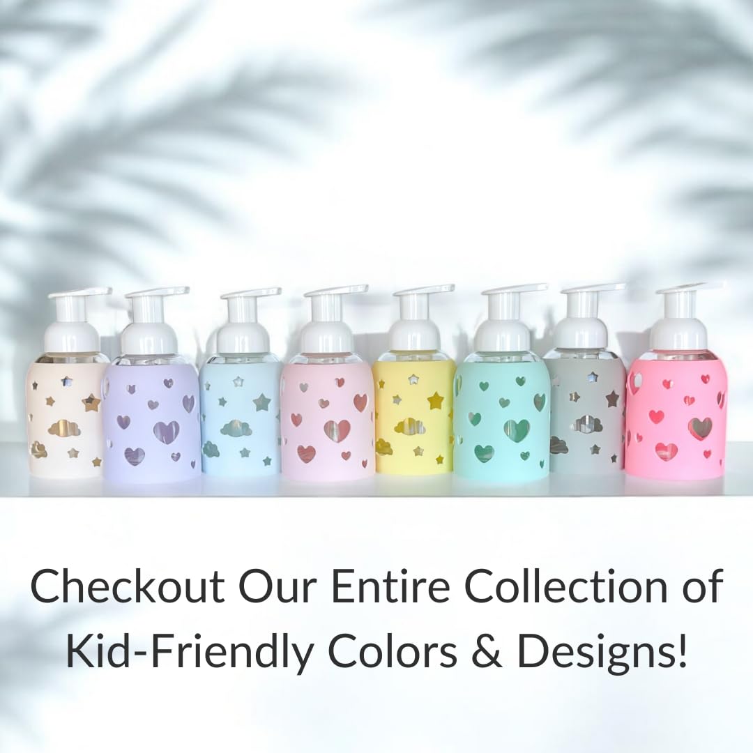 Foaming Glass Bottle Dispenser w/Heart Silicone Sleeve, 8oz