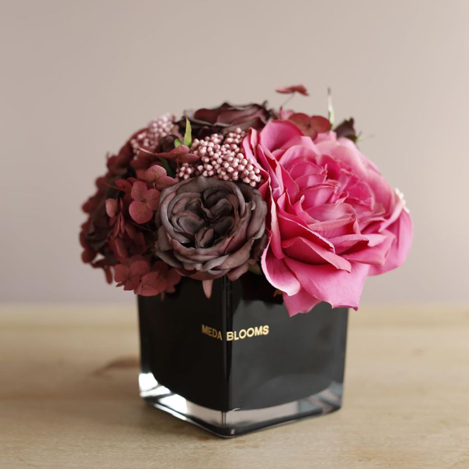 Faux Flowers Rose Potted Flower (Pink)