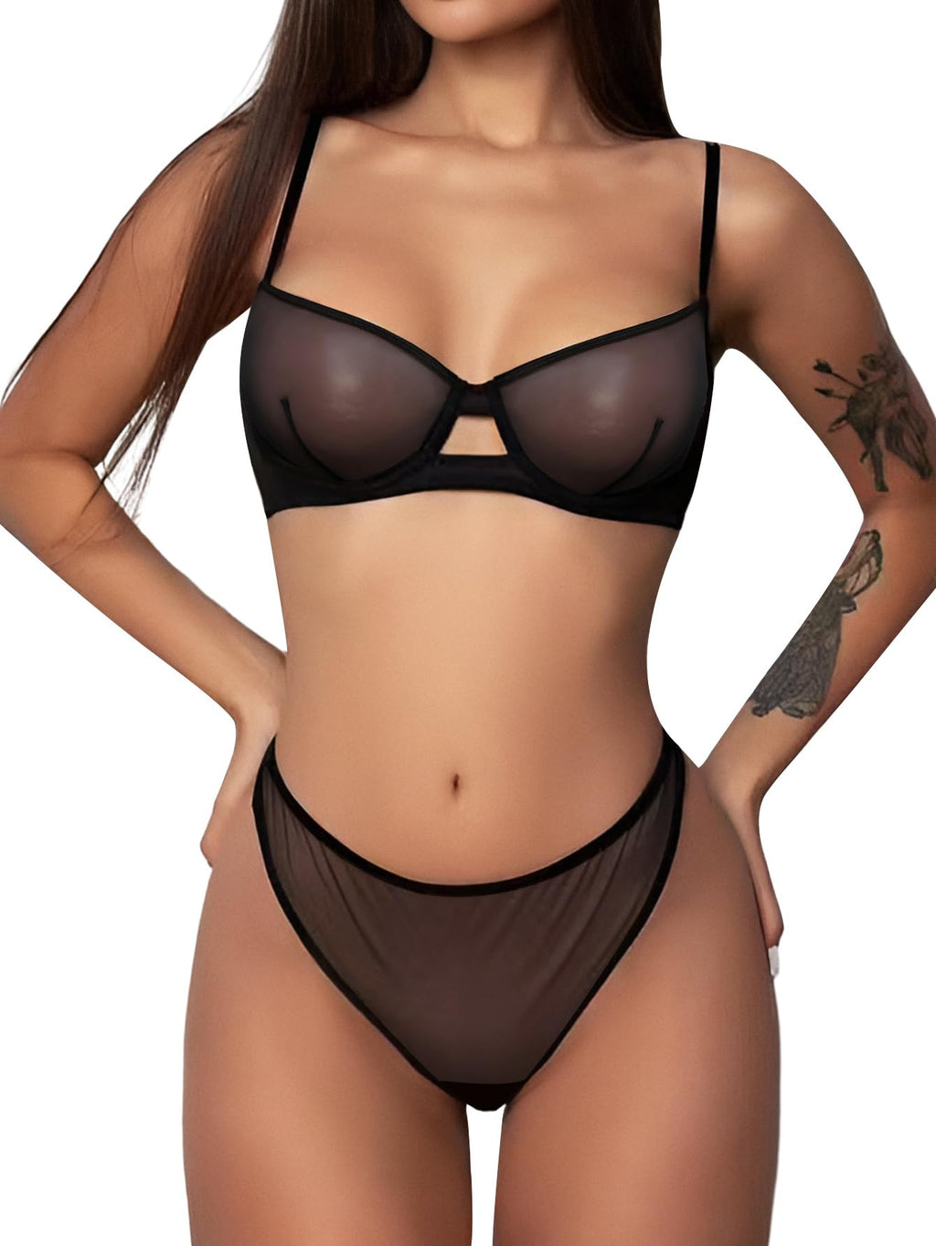 Sexy Mesh Sheer Push Up Lingerie Set