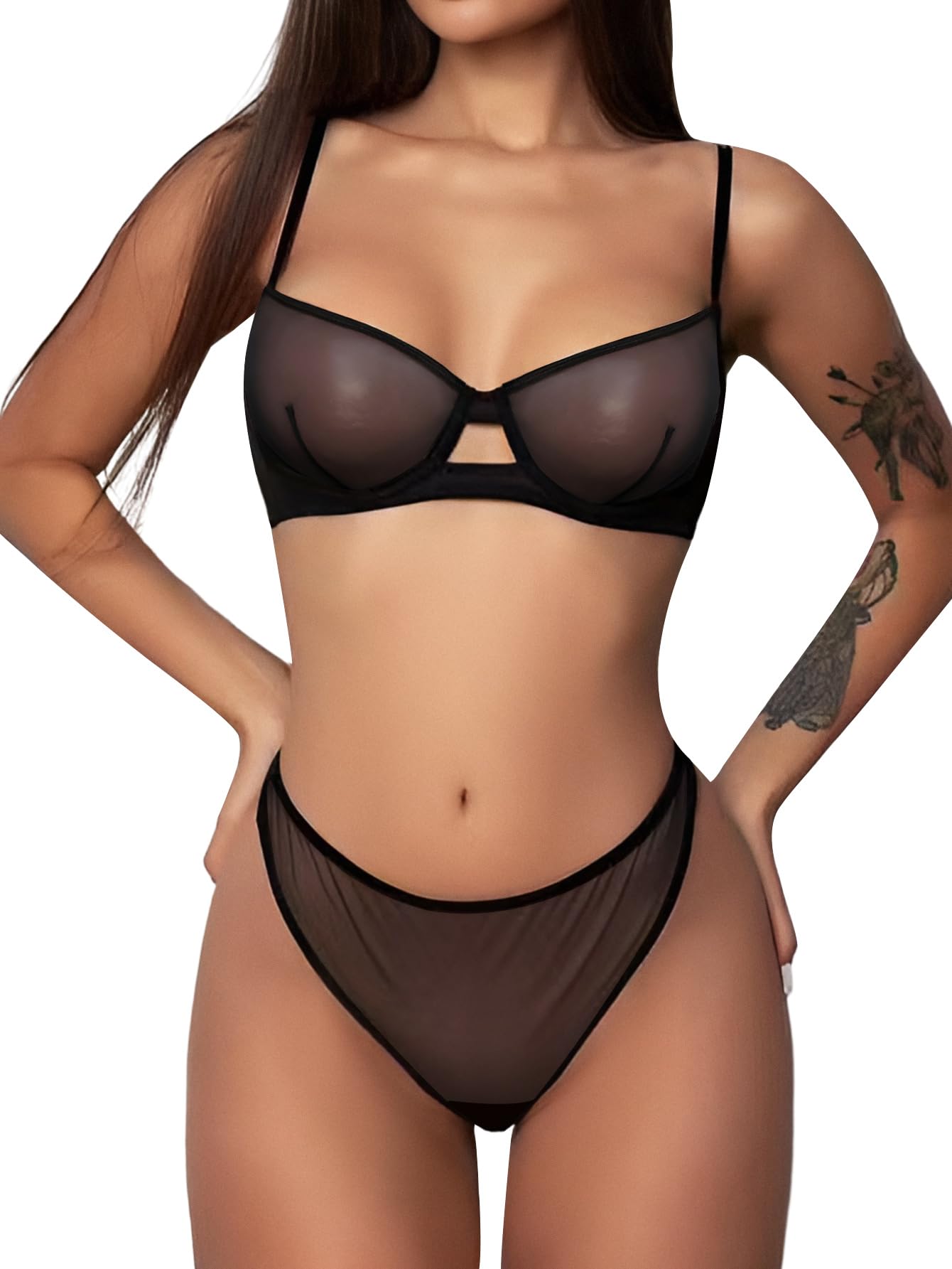 Sexy Mesh Sheer Push Up Lingerie Set