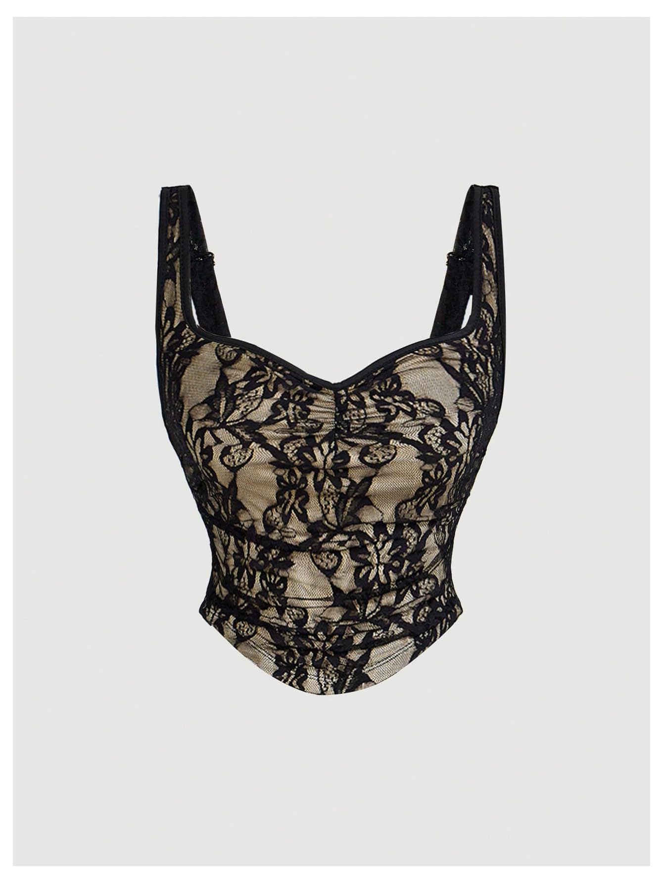 Women's Coquette Floral Lace Skirt Set 2 Piece Sleeveless Top and Bodycon Fishtail Skirt