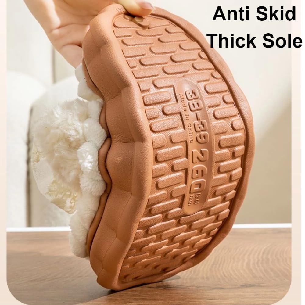 Cute Butterfly Fuzzy Women's Slippers Winter Fluffy Open Toe House Slippers Slip On Plush Bedroom Shoes