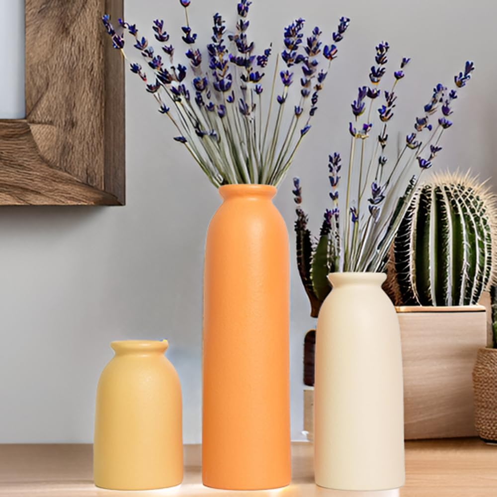 Tall Decorative Ceramic Vase Set, 3 Pieces
