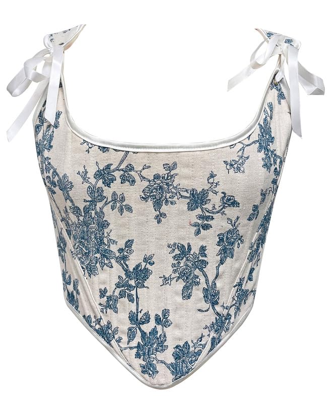 Womens Vintage Asymmetrical Hem Overbust Corset Tie Front Lace-up Back Bustier Shapewear Top