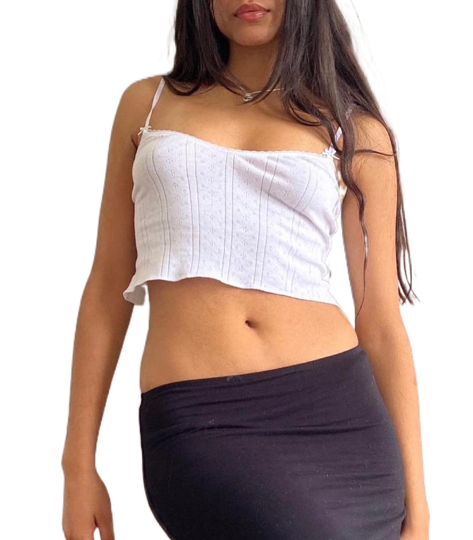 Women Elegant Lace V Neck Camis Sleeveless Spaghetti Strap Slim Camisoles Vintage Backless Tank Top