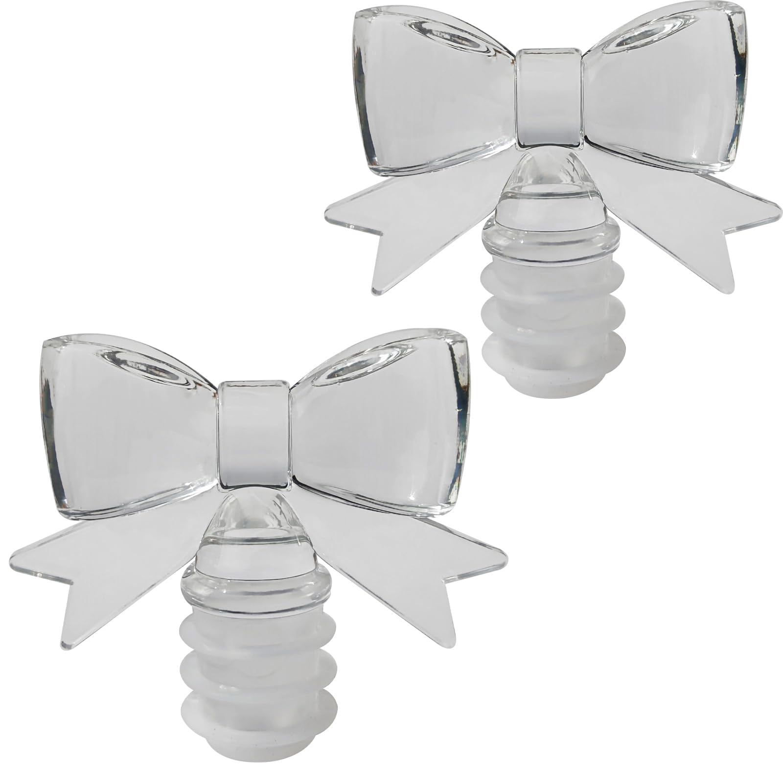 Cute Bowknot Wine Bottle Stoppers - Food-Safe Silicone & Acrylic Resin, Leakproof Seal