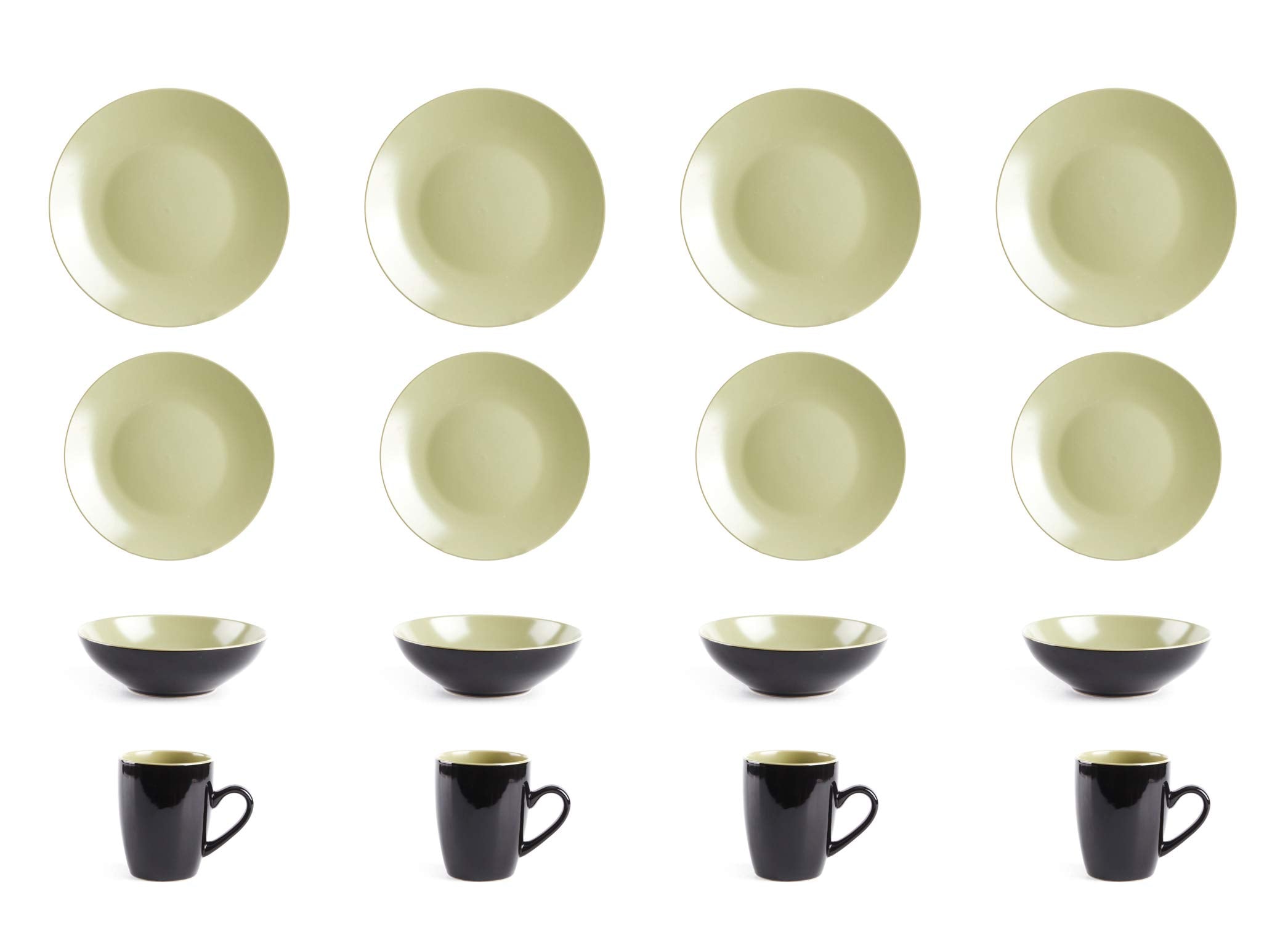 Stoneware Two-Tone Colors Life 12pc Dinner Set
