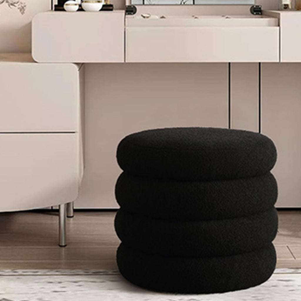 Storage Ottoman Round, Ottoman with Storage, Sherpa Ottoman Storage, (18 Inches x 16 Inches) Set of 2