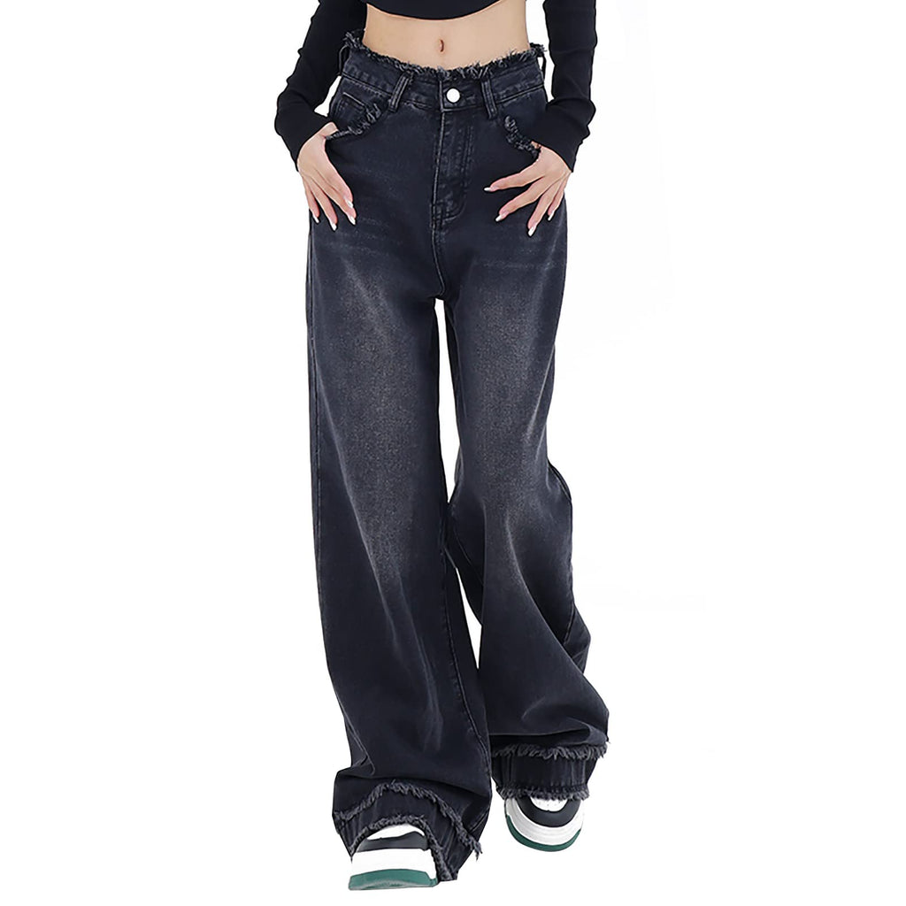 Y2K High-Waisted Baggy Jeans â€?Stretch Wide-Leg Denim