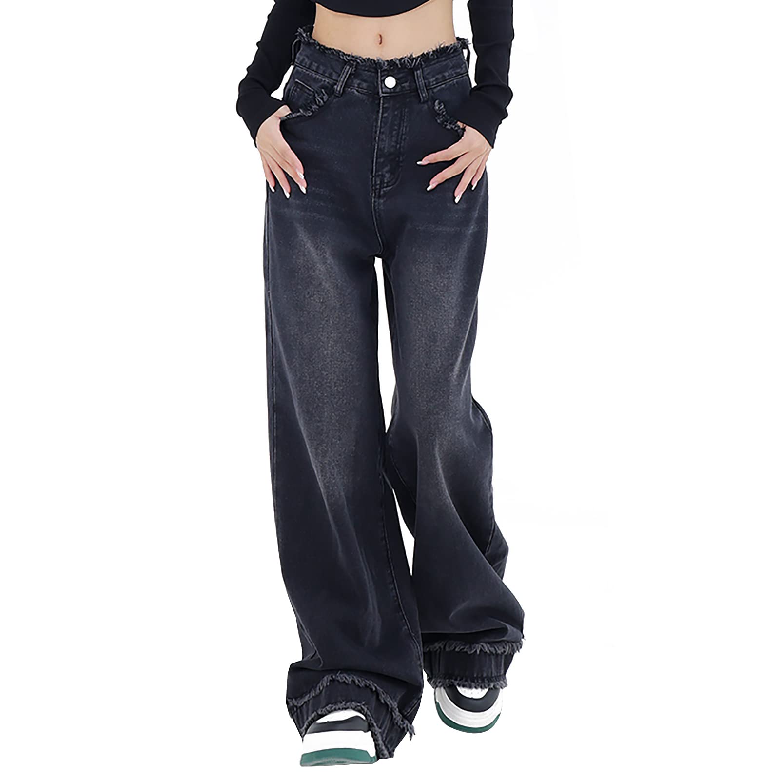 Y2K High-Waisted Baggy Jeans â€?Stretch Wide-Leg Denim