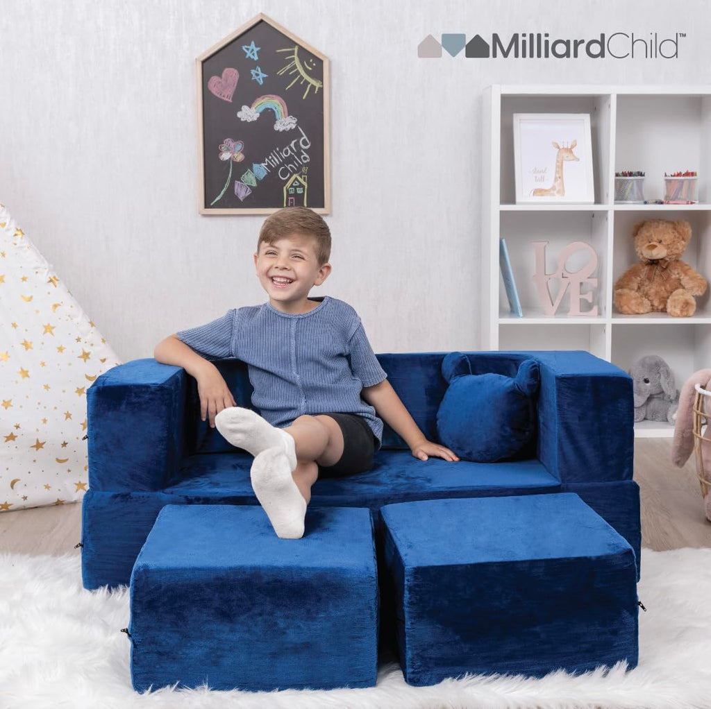 Modular Kids Sofa for Toddler and Baby Playroom/Bedroom Furniture with Bonus Pillow