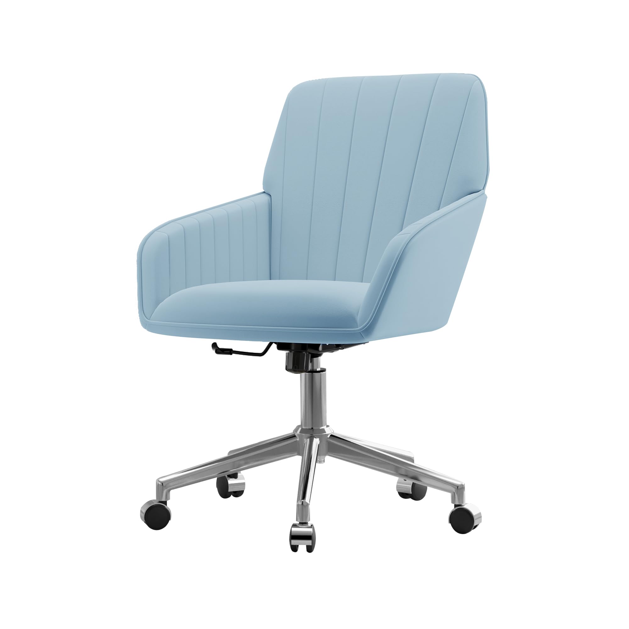 Velvet Modern Cute Chair with Back, Height Adjustable Upholstered Vanity Chair with Swivel Wheels