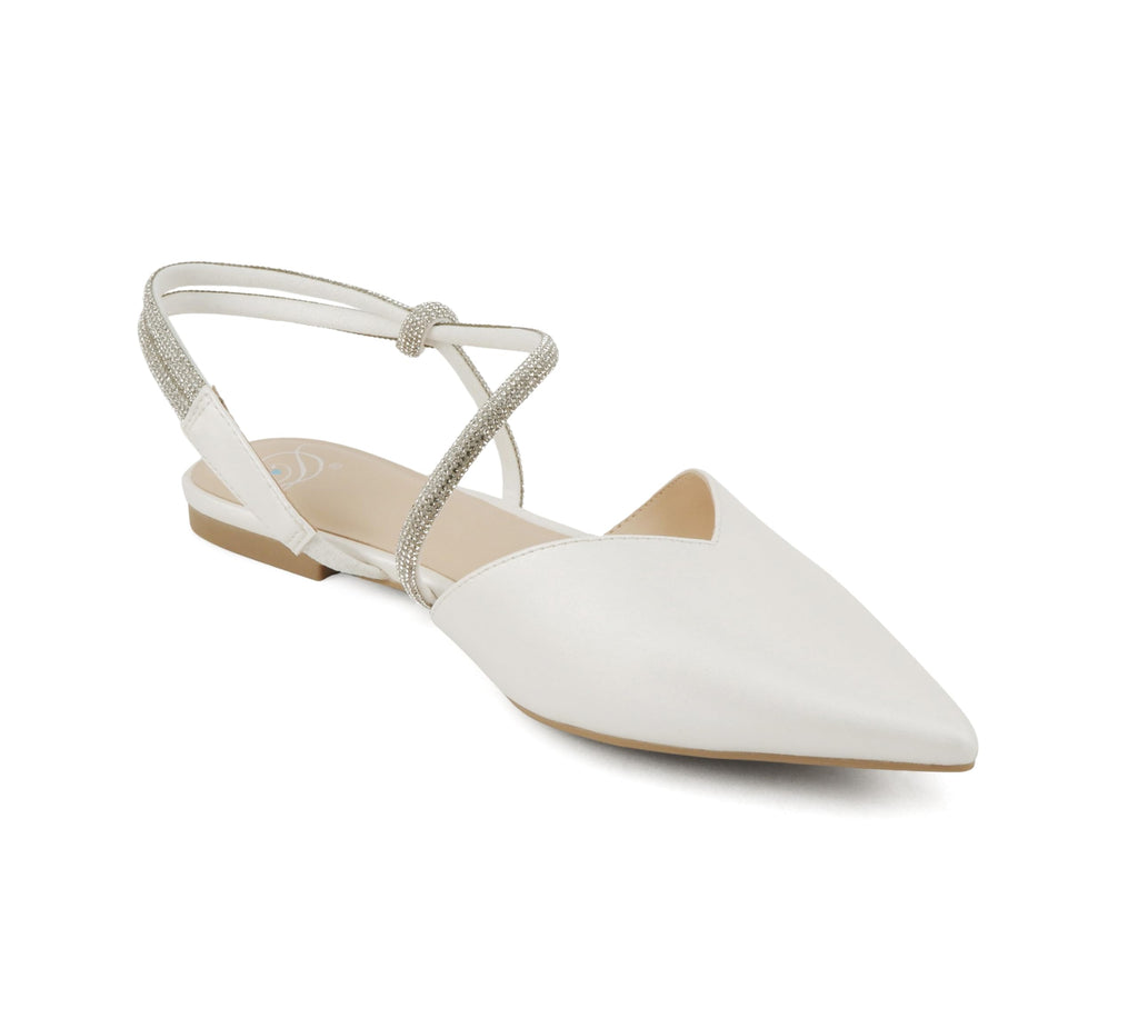 Women Pointed Toe Slingback Flat Bridal Dress Pumps