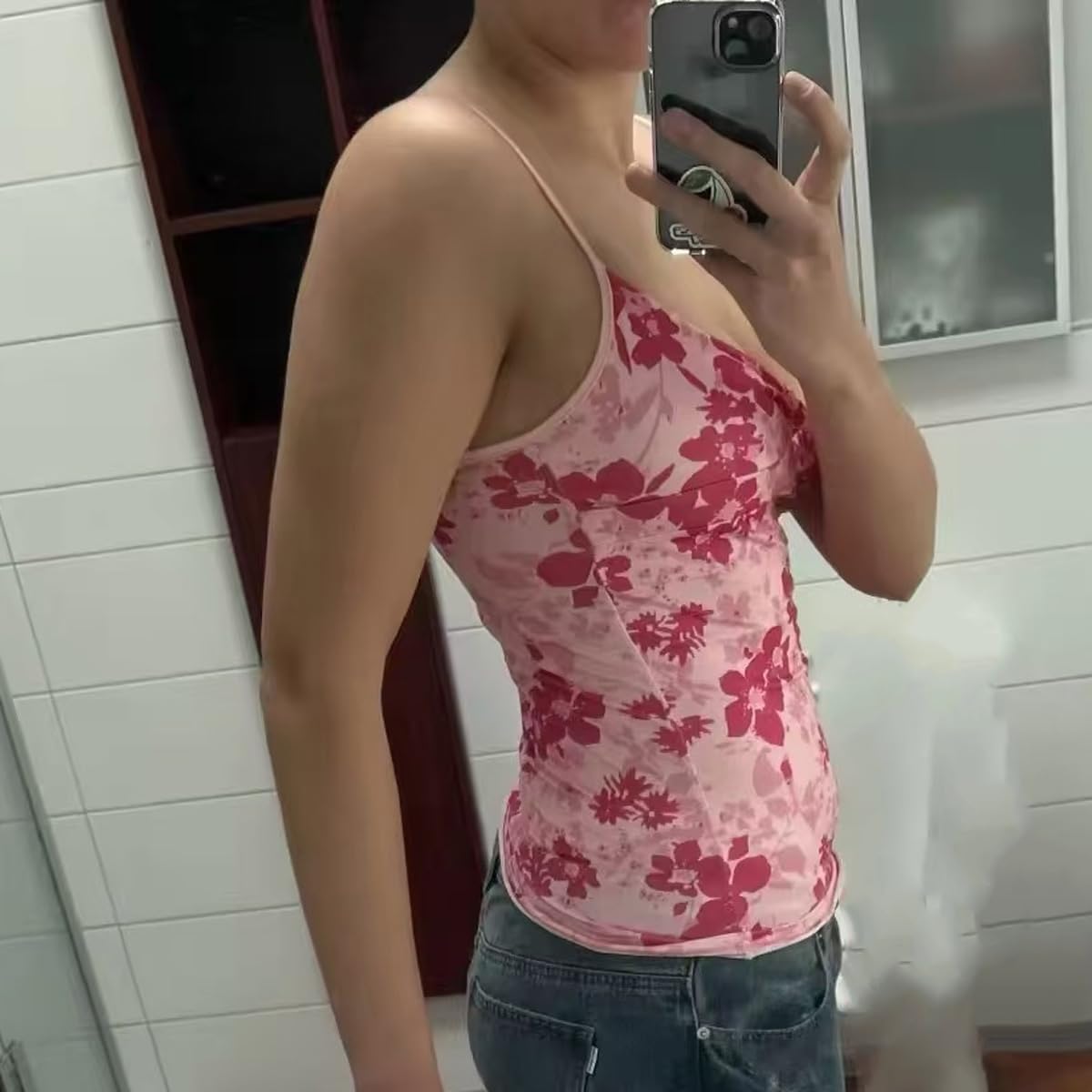 Emo Coquette Cropped Top Grunge 2000s Spaghetti Strap Tops Streetwear Vintage Camisole Y2k Cheetah Tops