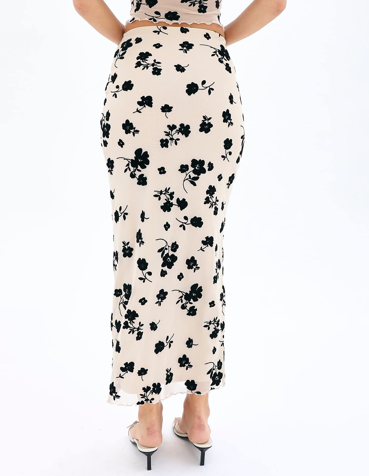 Women Y2K 2 Piece Long Skirt Set V Neck Halter Crop Top Off Shoulder Slim Fit Tube Top Split Maxi Skirts Outfit