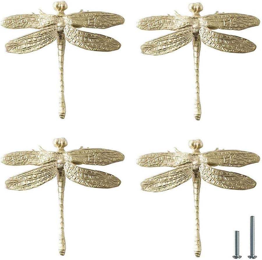 Gold 4 Pack Brass Knobs for Dresser, Drawers and Cabinet Decorative