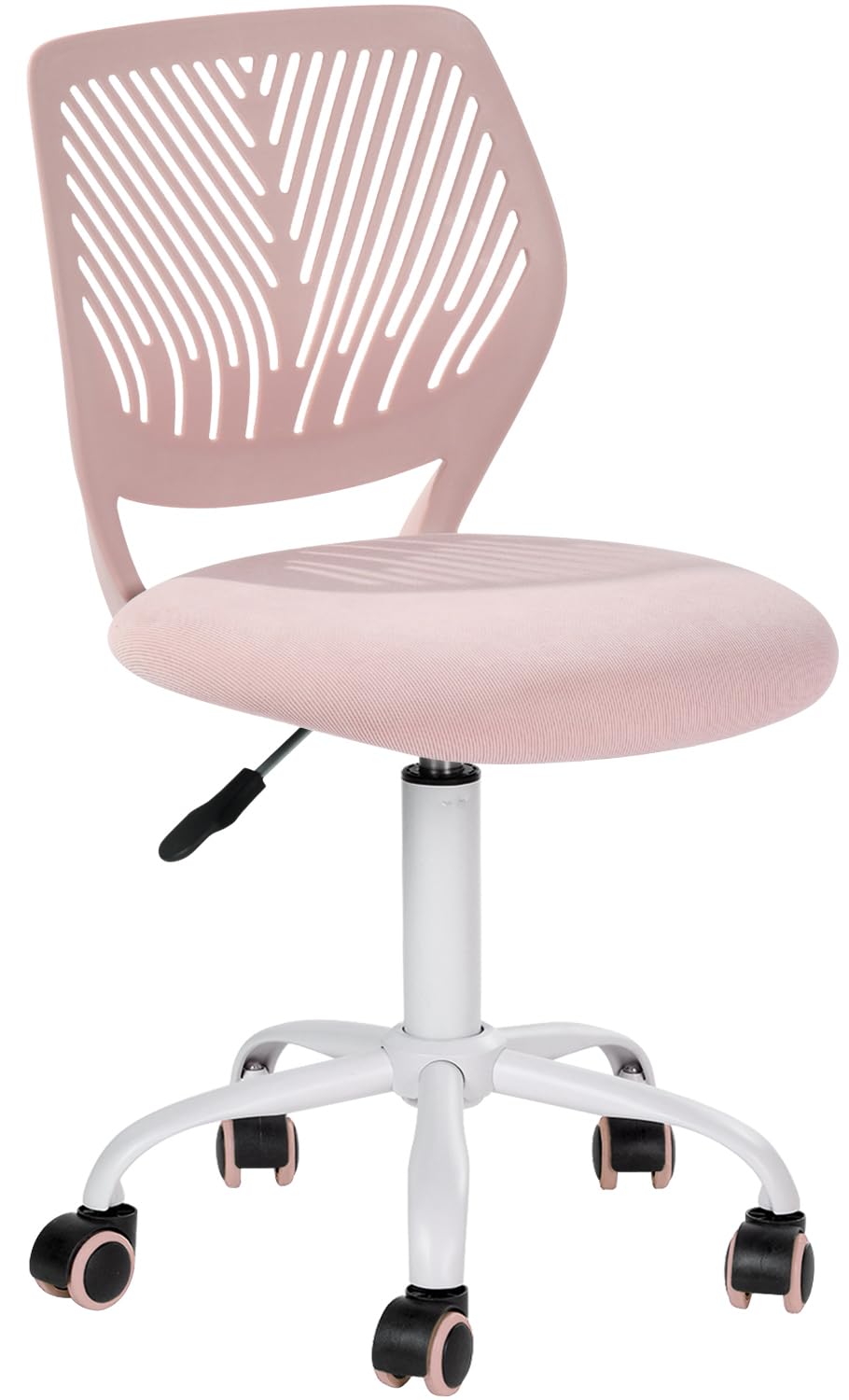 Study Desk Chair Armless Cute, Ergonomic Small Swivel Adjustable Rolling Lightweight Task Chair with Wheels and Mesh Padded Cushion
