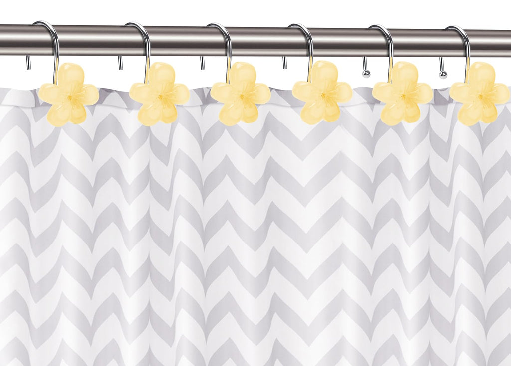 Cute Flower Shower Curtain Hooks, Pretty Floral Themed Elegant Bathroom Decor