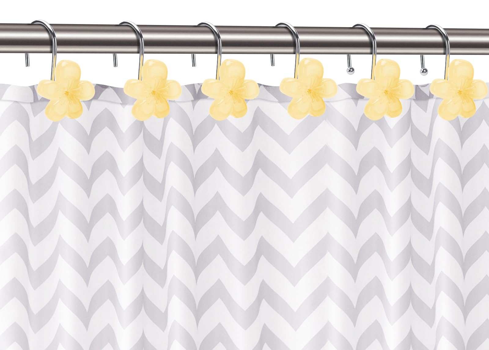 Cute Flower Shower Curtain Hooks, Pretty Floral Themed Elegant Bathroom Decor