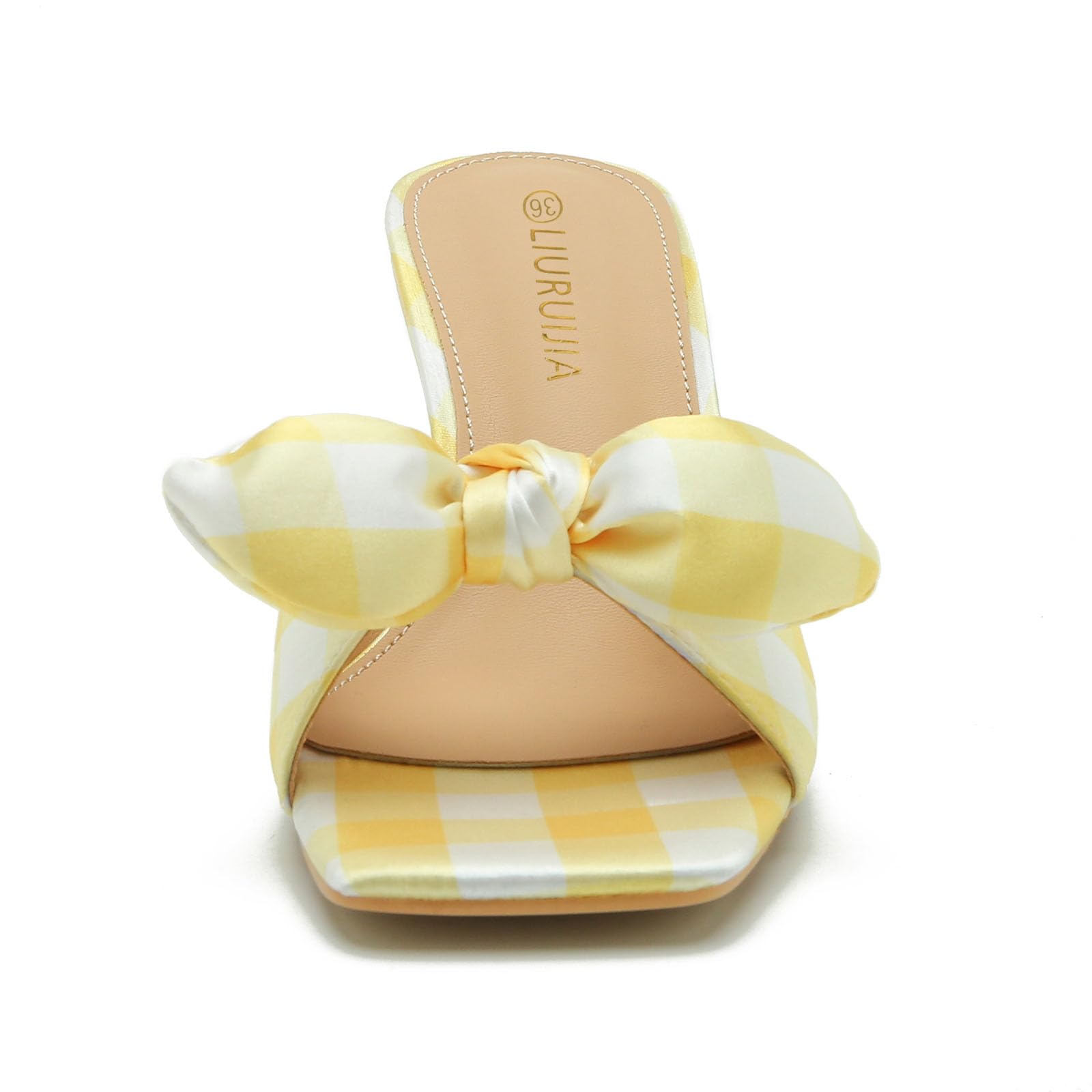 Ladies Bow Tie Kitten Heel Sandals For Women Mule Sandals Slingback Square Open Toe Low Wedding Heels Backless Slip On Slide Summer Cute Wedding Bridal Sandals Shoes