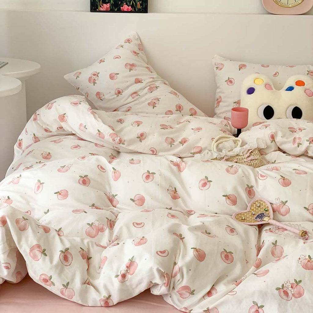 Duvet Cover Printed Bedding Set 3Pcs Girls Kawaii Pattern Comforter Cover with Zipper Closure Soft Breathable Microfiber