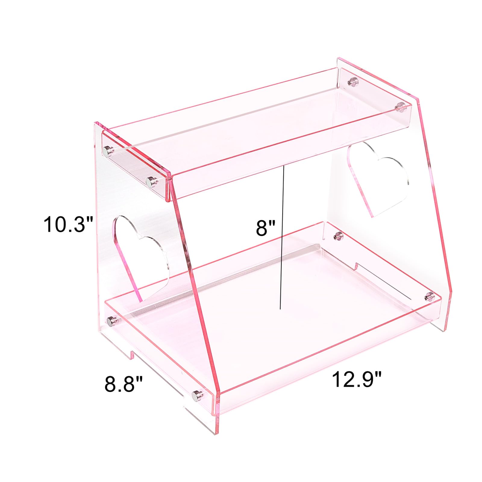 Pink Heart 2 Tie Organizer Display Shelf, Acrylic Tray