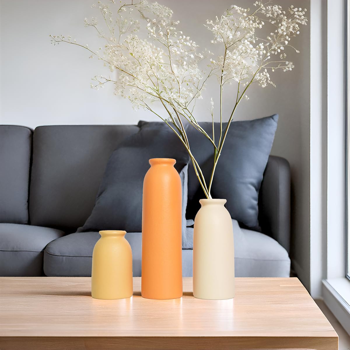 Tall Decorative Ceramic Vase Set, 3 Pieces
