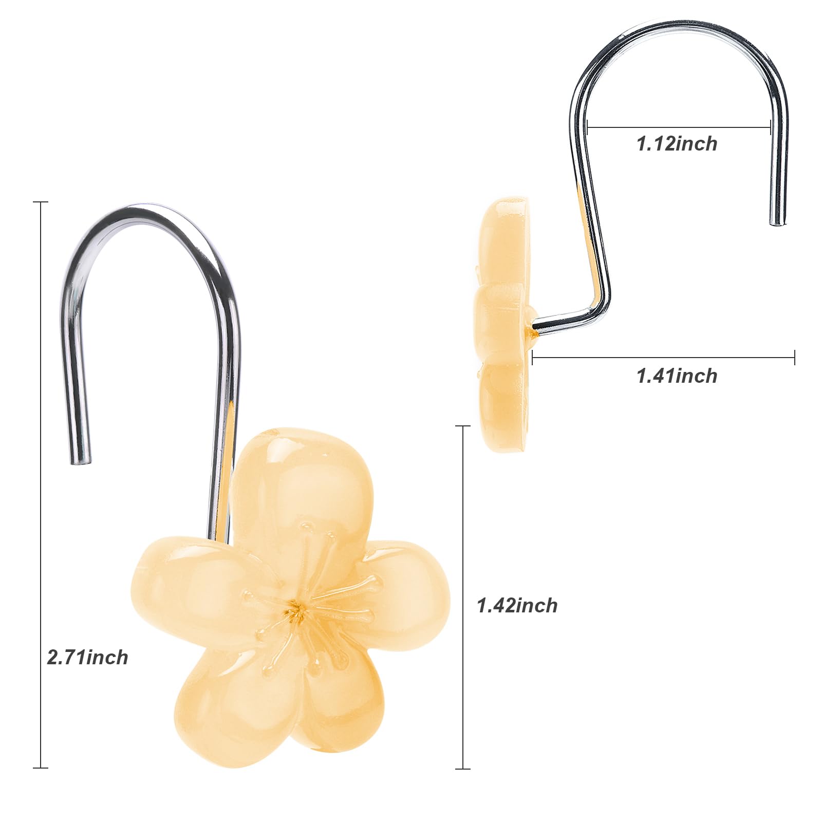 Cute Flower Shower Curtain Hooks, Pretty Floral Themed Elegant Bathroom Decor