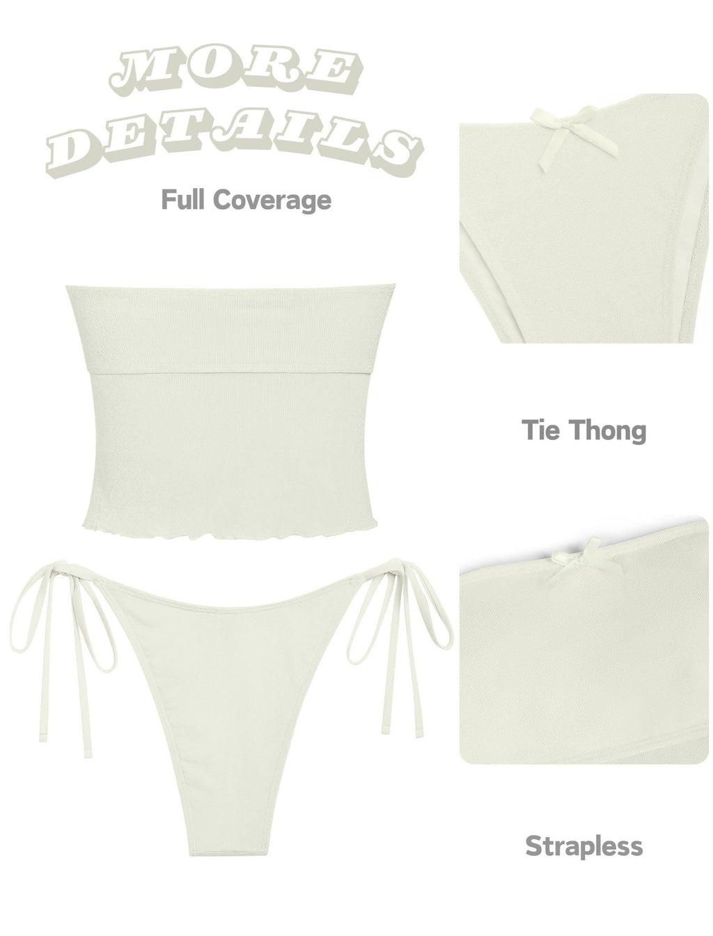 Women's Bandeau Tankini Swimsuit Asymmetrical Slit Bowknot String High Cut Fairyland Cheeky Bathing Suit