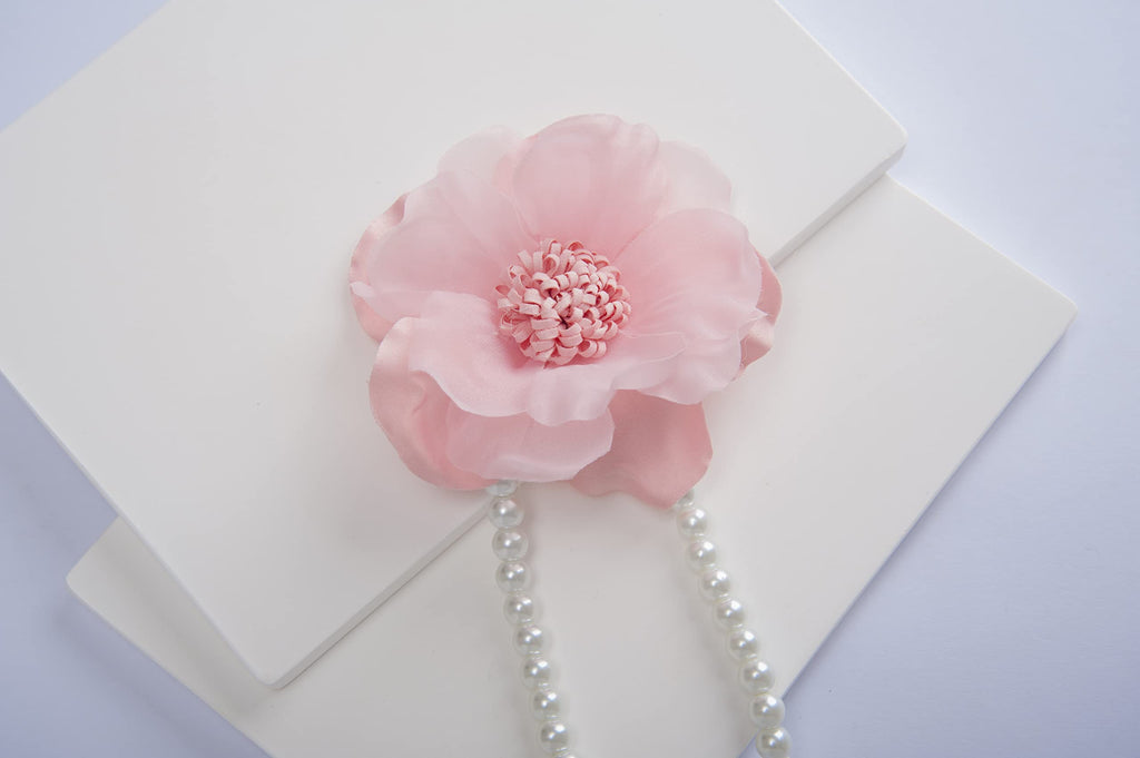 Elegant Pearl Magnetic Curtain Tieback with Handmade Flower Decorative Drapery Holdbacks Rope Holder