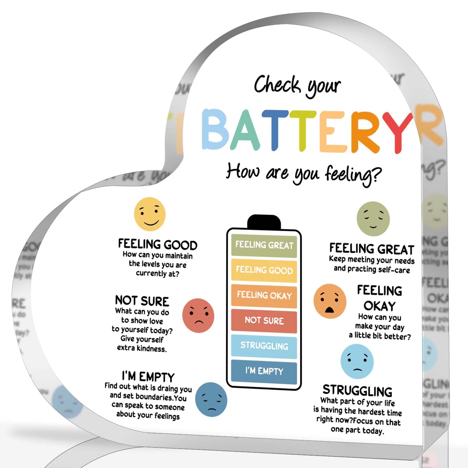 Note to Self Motivational Acrylic Heart Decor