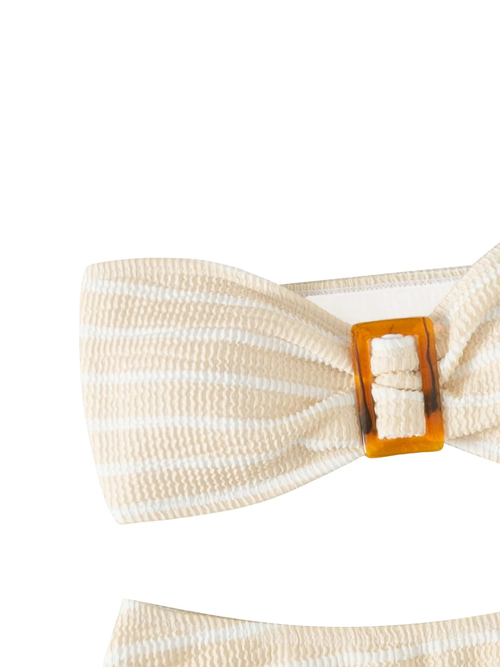 Women's 2 Piece Strapless Swimsuit Striped Bandeau High Waisted Thong Bikini Set Bathing Suit