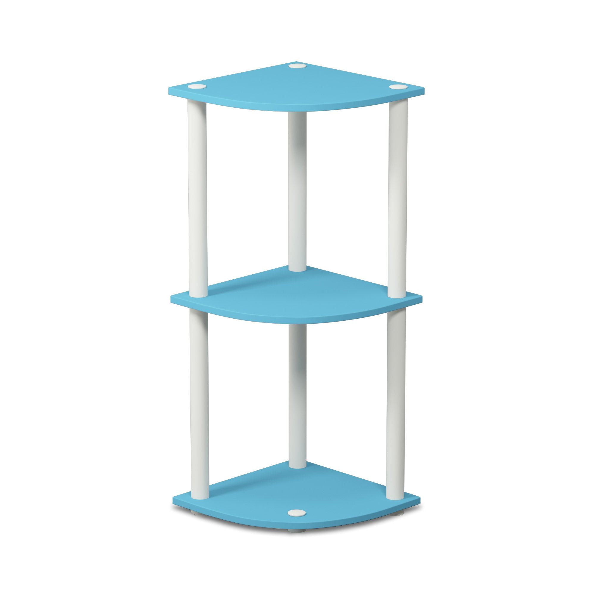 Three-Tier Round Tube Reversible Corner Display Rack Multipurpose Shelving Unit