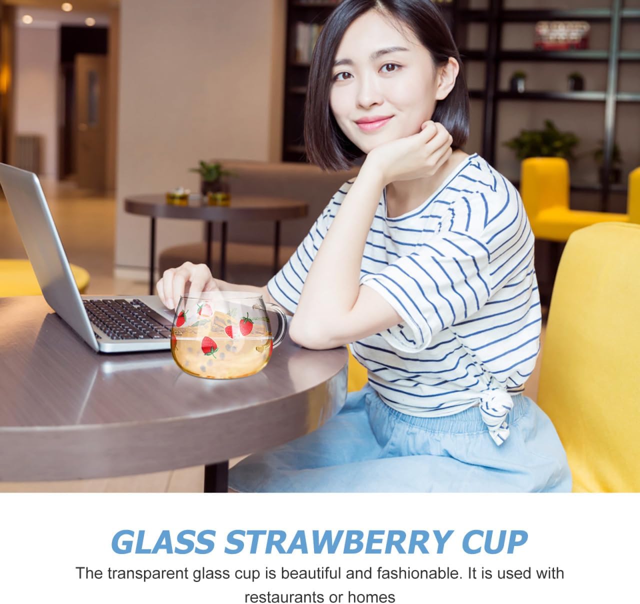 Cute 2pcs 400ML Heat-Resistant Glass Strawberry Cups