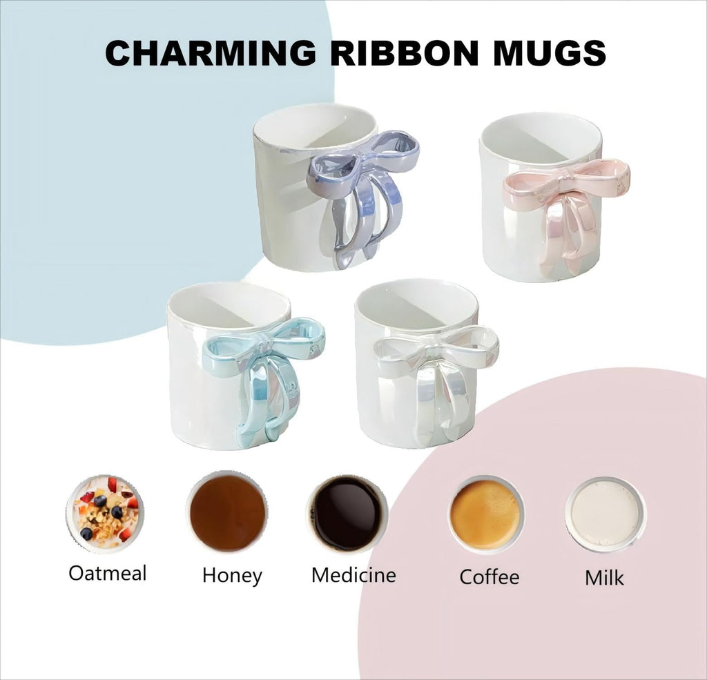 Ceramic Mug with Bow Ribbon Handle