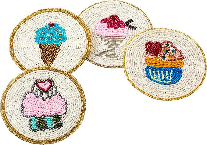 Set of 4 Decorative Coasters for Drinks or Coffee Table â€?Cute Cocktail Coasters, 4" Square Decorative Coaster Set for Table Decorations