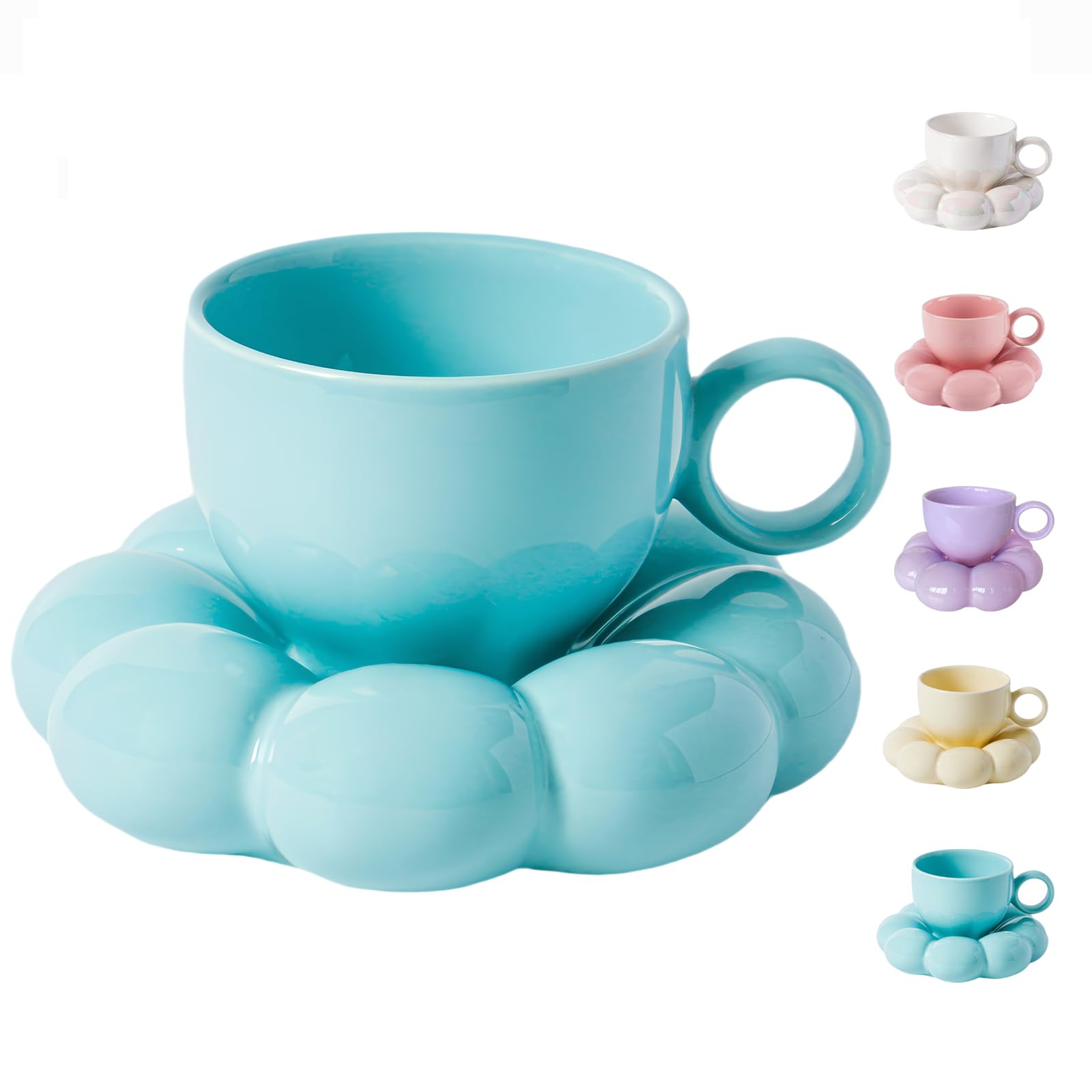 Coffee Mug, Tea Cup and Saucer Set with Spoon  10oz